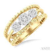 1/4 Ctw Past, Present & Future Lovebright Round Cut Diamond Fashion Ring in 14K Yellow and White Gold